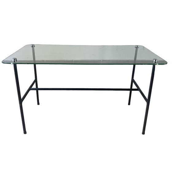 Image 1 of Franse vintage salontafel in glas en staal van Pierre Guariche voor Disderot, 1950