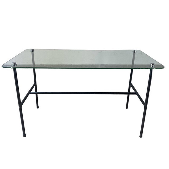 Image 1 of Franse vintage salontafel in glas en staal van Pierre Guariche voor Disderot, 1950