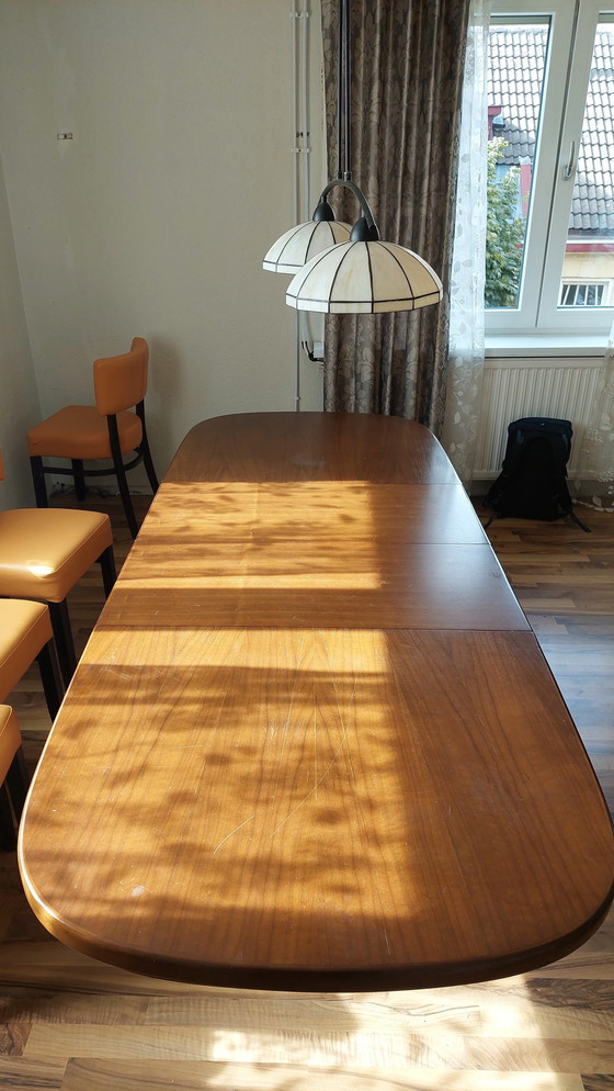 Image 1 of Vintage Uitschuifbare Massief Houten Eettafel