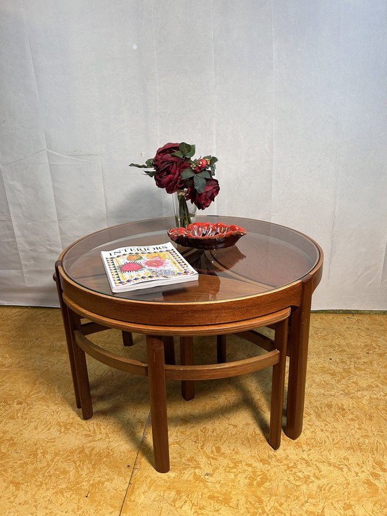 Image 1 of Mid Century Retro Vintage Teak Ronde Nathan Salontafel Trinity 1960