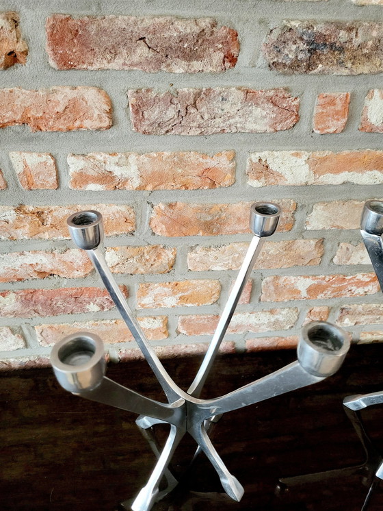 Image 1 of Mid-Century Aluminium Moduleerbare Kandelaar Set, Jaren 80