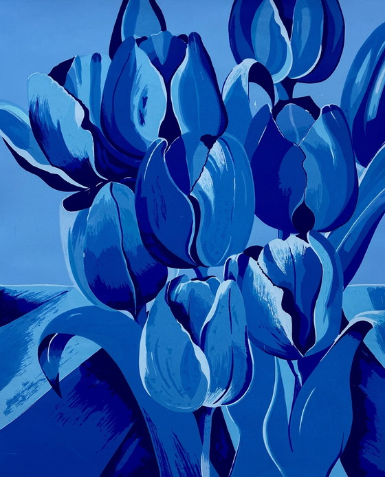 Image 1 of Zeefdruk Derox - Blauwe Tulpen