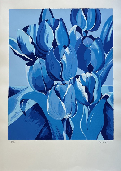 Zeefdruk Derox - Blauwe Tulpen