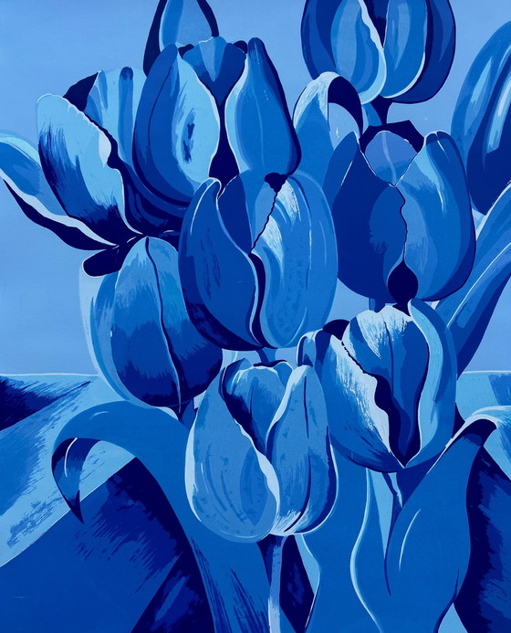 Image 1 of Zeefdruk Derox - Blauwe Tulpen