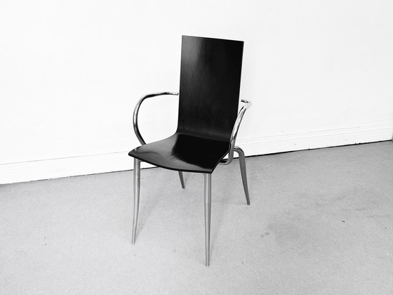 Image 1 of 1/10 Phillipe Starck Stoelen Armstoel Olly Tango Driade Ebben Zwart Chroom