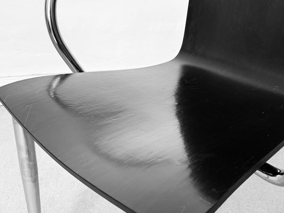 Image 1 of 1/10 Phillipe Starck Stoelen Armstoel Olly Tango Driade Ebben Zwart Chroom