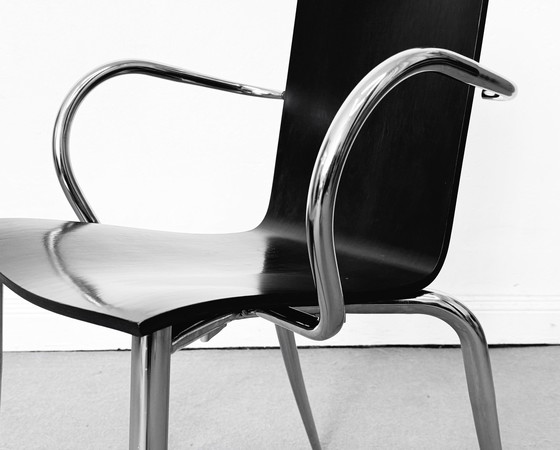 Image 1 of 1/10 Phillipe Starck Stoelen Armstoel Olly Tango Driade Ebben Zwart Chroom