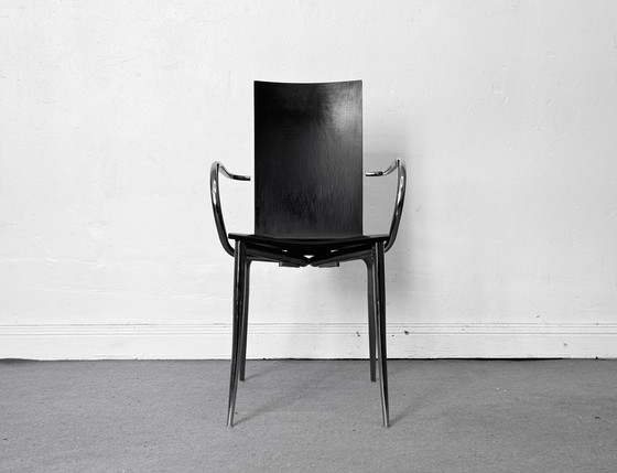 Image 1 of 1/10 Phillipe Starck Stoelen Armstoel Olly Tango Driade Ebben Zwart Chroom