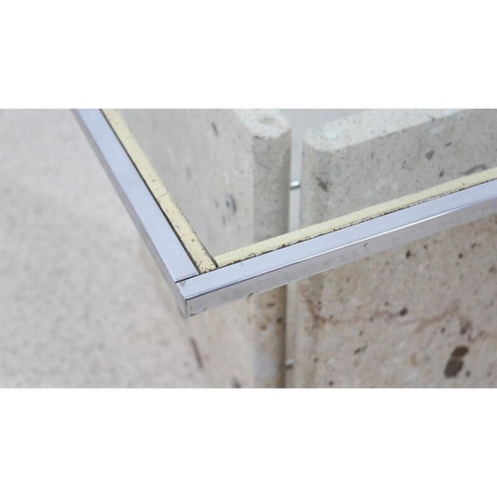 Image 1 of Vintage marmeren en glazen salontafel, Italië 1970