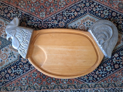 Vintage Serveerschaal Plank Kip