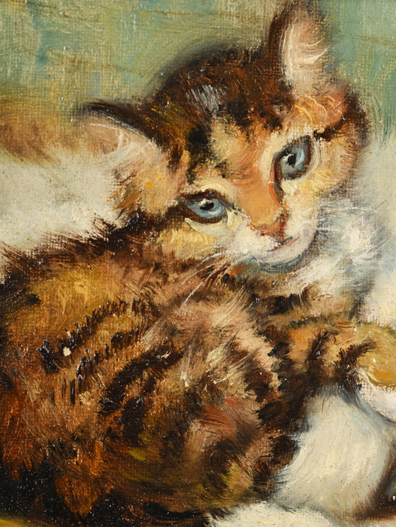 Image 1 of Ernestine Marie Tijdemans (1889-1967) - Mother cat with kitten