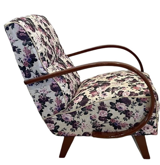 2x Jindrich Halabala fauteuil - wit bloem