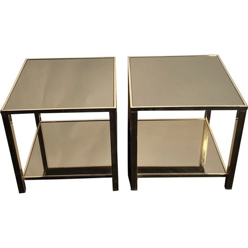 Paar vintage "Belgo Chrom" salontafels in messing