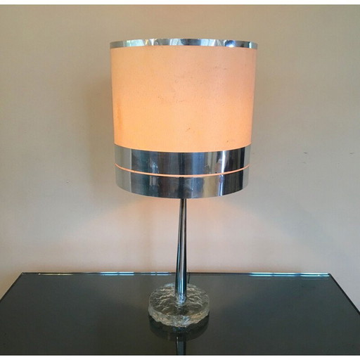 Vintage lamp in zilverglas van Angelo Brotto, Italië 1970