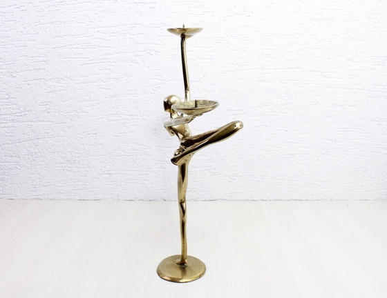 Image 1 of Modernistische bronzen of messing kandelaar 60