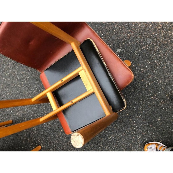 Image 1 of Set van 4 vintage stoelen in Italiaans leer 1970