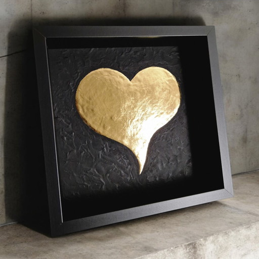 Hart Van Goud 23Ct Verguld Kunstwerk In Lijst - Limited Edition