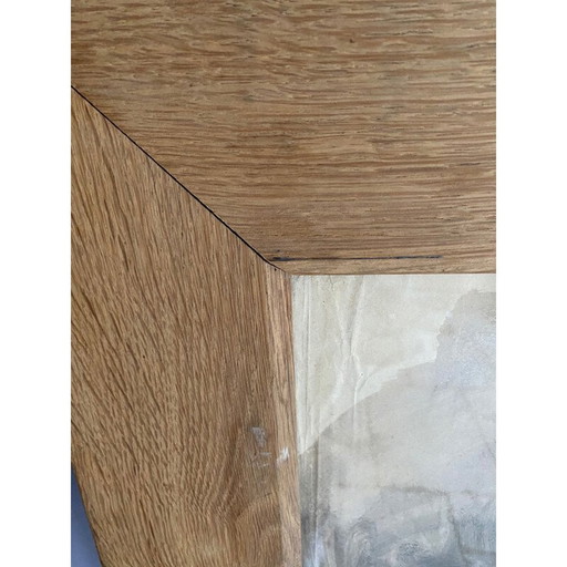 Vintage tekening in natuurlijk eikenhout van Houtskool en Gouache Jean Poulain, 1939