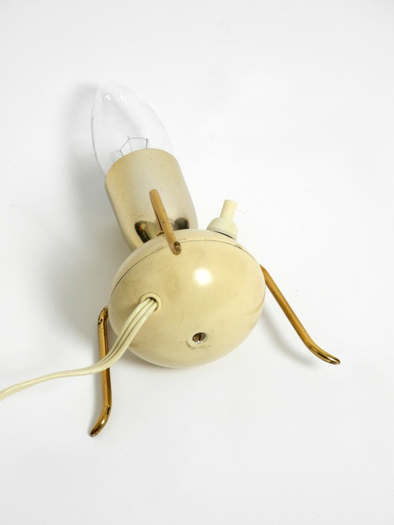 Image 1 of Prachtige Zeer Zeldzame Originele Mid Century Moderne Messing Driepoot Tafellamp