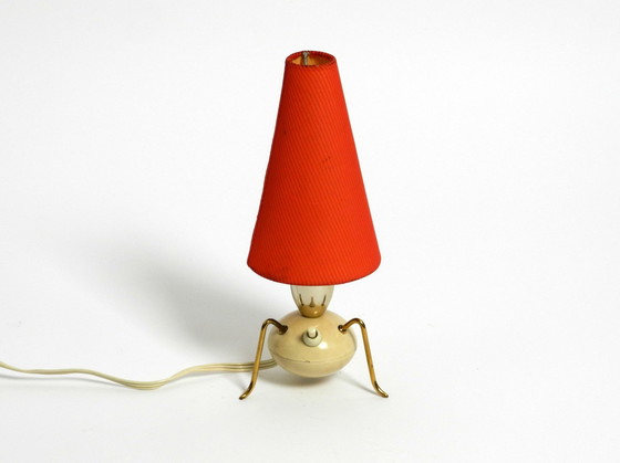 Image 1 of Prachtige Zeer Zeldzame Originele Mid Century Moderne Messing Driepoot Tafellamp