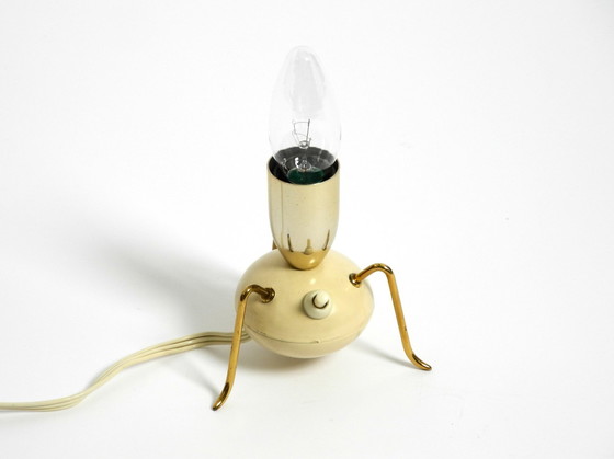 Image 1 of Prachtige Zeer Zeldzame Originele Mid Century Moderne Messing Driepoot Tafellamp