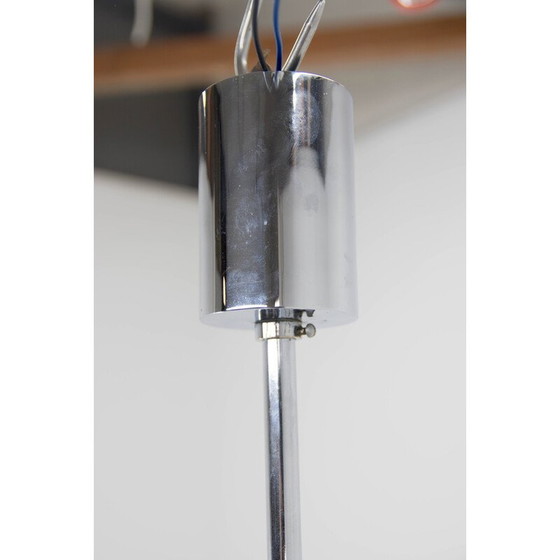 Image 1 of Vintage functionalistische kroonluchter in chroom en glas, jaren 1930