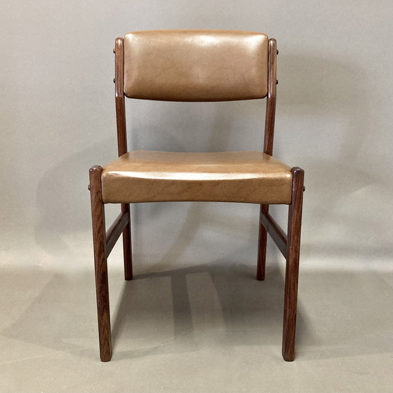 Image 1 of Scandinavisch ontwerp" 1950 Rosewood hoge tafel en 6 stoelen.