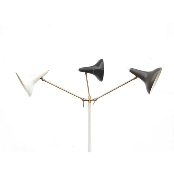 Image 1 of Vintage drie-armige vloerlamp in aluminium marmer van Stilnovo, 1950
