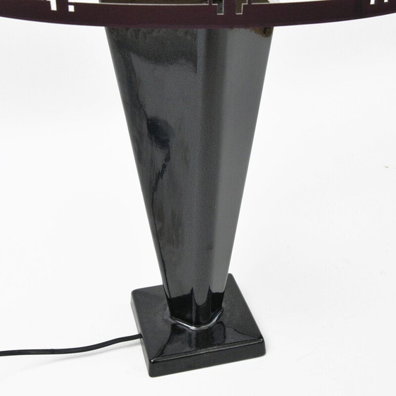 Image 1 of Vintage Hollywood Regency tafellamp met opengewerkte lampenkap, België 1970