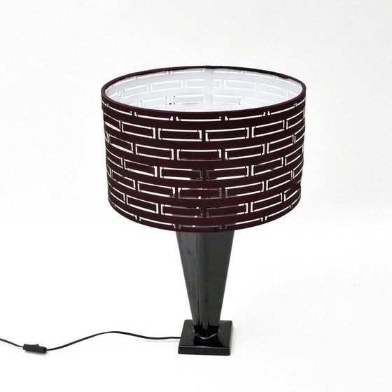 Image 1 of Vintage Hollywood Regency tafellamp met opengewerkte lampenkap, België 1970