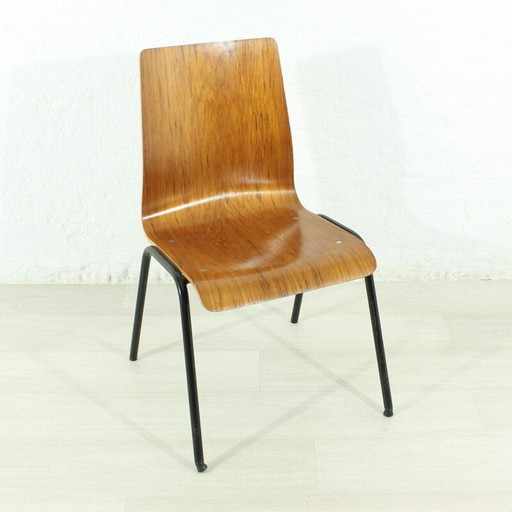 Vintage teakhouten en metalen bureaustoel