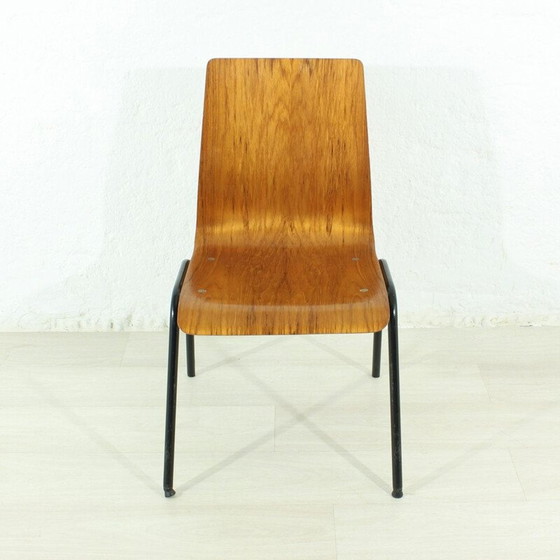 Image 1 of Vintage teakhouten en metalen bureaustoel