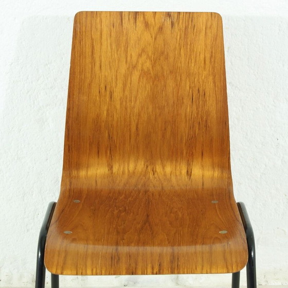 Image 1 of Vintage teakhouten en metalen bureaustoel