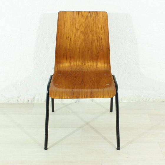 Image 1 of Vintage teakhouten en metalen bureaustoel