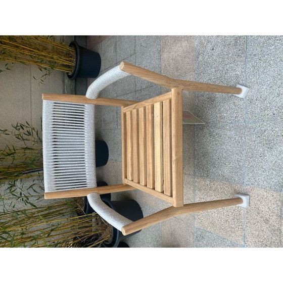 Image 1 of Vintage Dine Out stoel in massief teakhout en handgemaakt touw van Rodolfo Dordoni voor Cassina