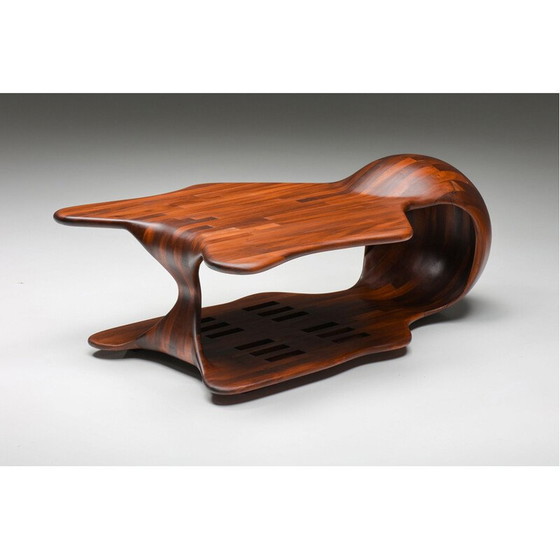 Image 1 of Vintage donkerhouten salontafel met twee verdiepingen van Studio Craft, Amerique 1970