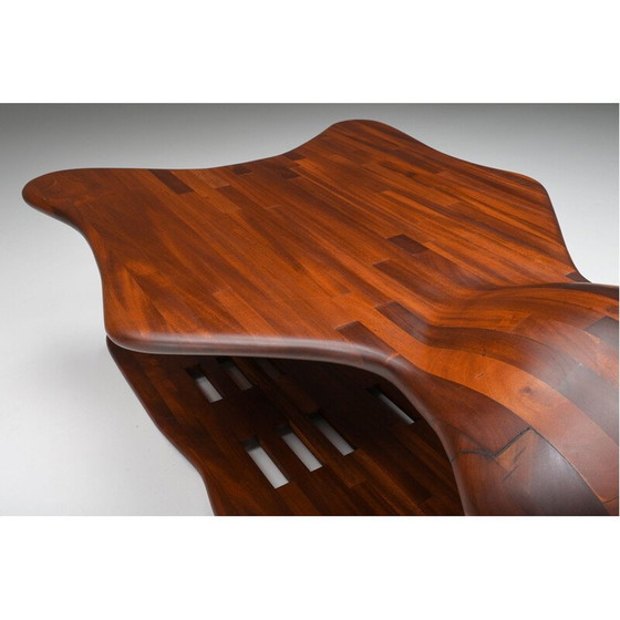 Image 1 of Vintage donkerhouten salontafel met twee verdiepingen van Studio Craft, Amerique 1970