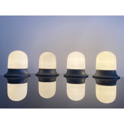 Vintage Artemide wandlampen in opaalglas en metaal, 1970