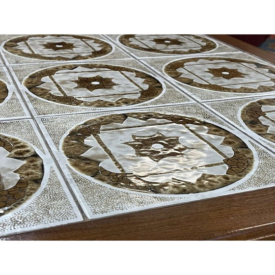 Image 1 of Vintage teakhouten salontafel met betegeld blad, 1970