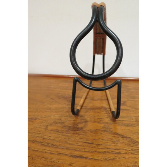 Image 1 of Vintage metalen en rotan flessenhouder van Laurids Lonborg, 1960
