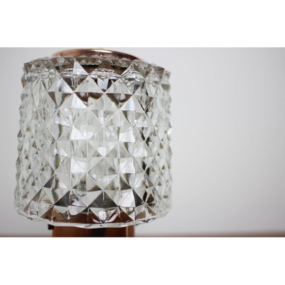 Image 1 of Vintage messing tafellamp in glas, Tsjechoslowakije 1970
