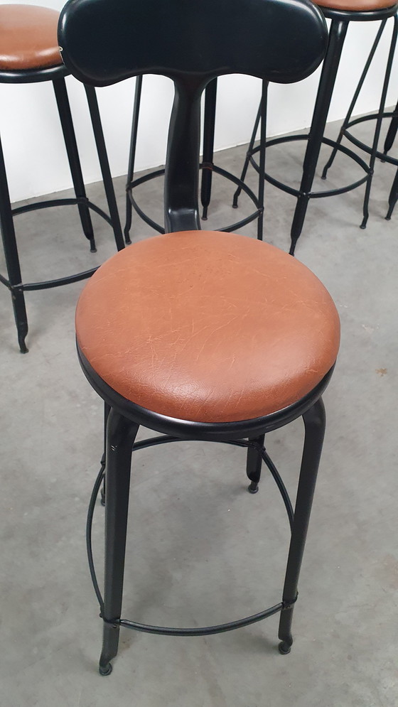 Image 1 of 6X Chaise Nicolle Franse Industriële Metalen Design Barkruk