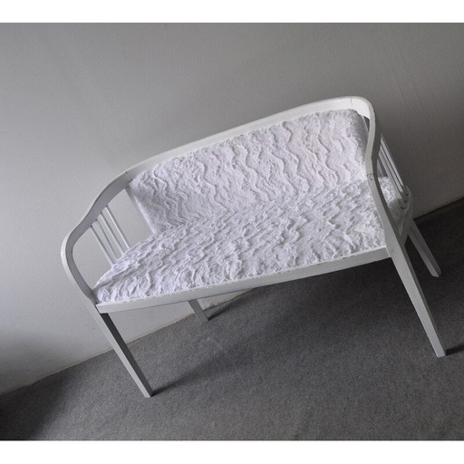 Vintage sofa van hout en synthetisch bont, 1930