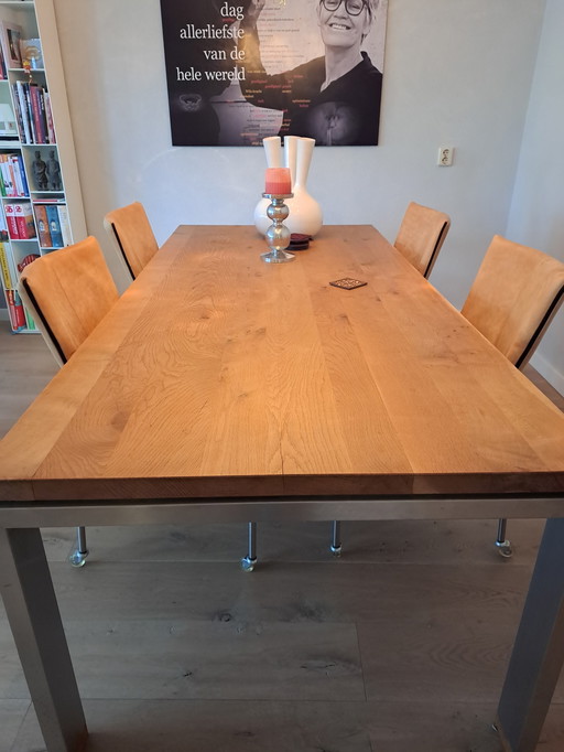 Massief Eikenhouten Eettafel