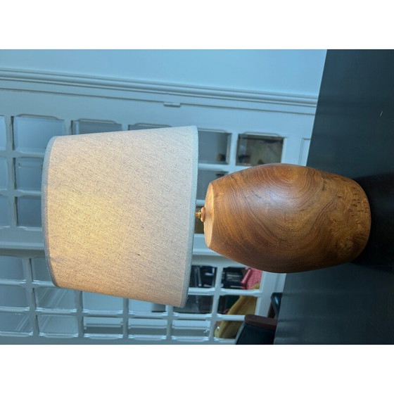 Image 1 of Vintage massief teakhouten lamp, 1960