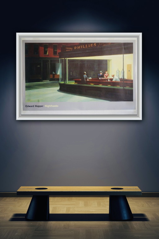 Edward Hopper. Nighthawks 1942 (Olieverf Op Doek). Xxl Formaat 161X 100Cm. Gesigneerd In De Plaat.