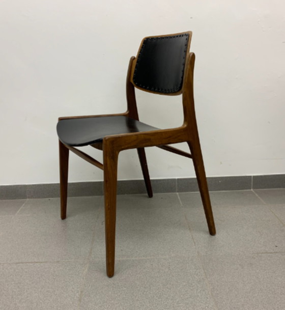 Image 1 of Hartmut Lohmeyer voor Wilkhahn 1950's eetkamerstoel teakhout ontwerp