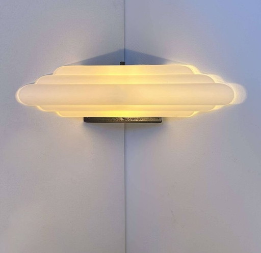 Murano Opaline Glazen Hoek Wandlamp van Vetri - Italië 1970