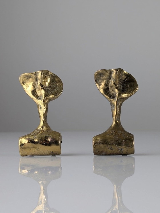 Image 1 of 2X bronzen Brutalistische haken van David Marshall, 1970S