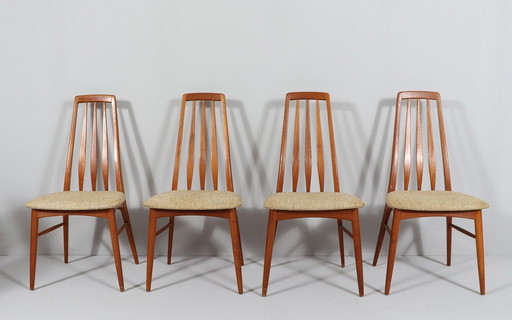 4 sets teakhouten stoelen van Niels Koefoed voor Hornslet, model: Eva, Denemarken, jaren 1960